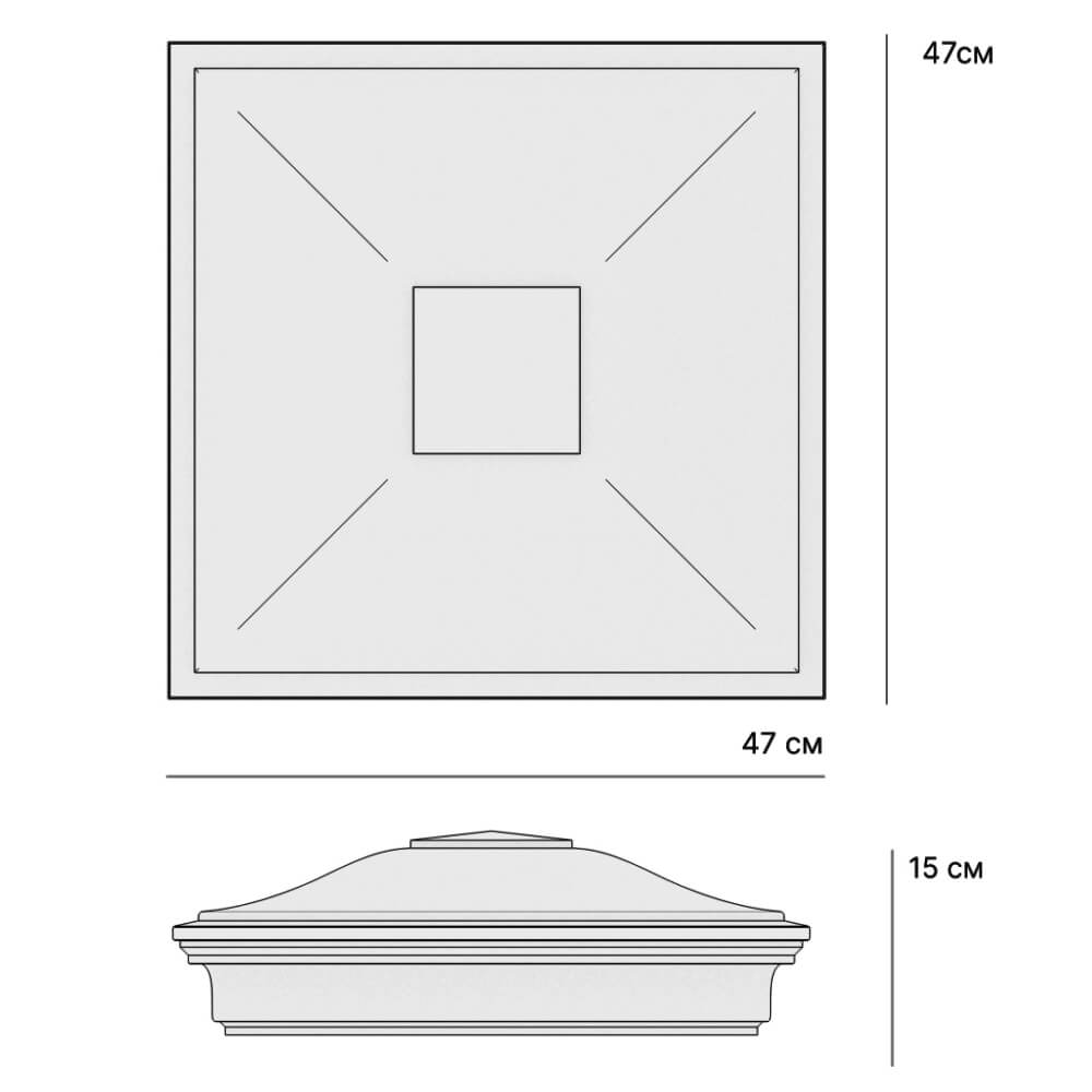 Колпак Zking Монблан Серый на столб 1.5х1.5 кирпича (385х385мм) с подсветкой